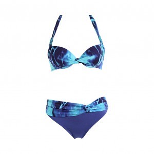 CPUD072011 + CSLD072018 – Push up di bikini con coppa graduata in charmeuse lucida fantasia sirena blu (29,90) + Slip alto di bikini (19,90)